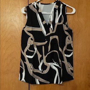Stylish Black and Tan Patterned Women's Top